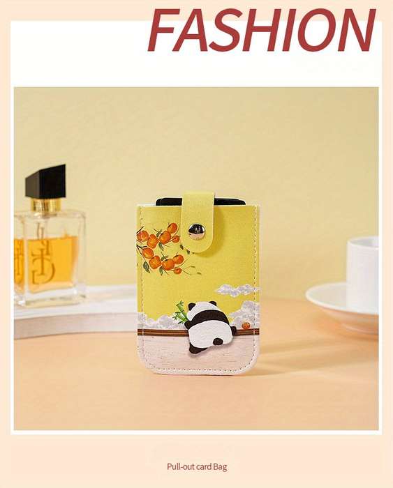 1pc Slim And Portable Credit Card Wallet With RFID Blocking Multiple Card Slots Cute Panda Design