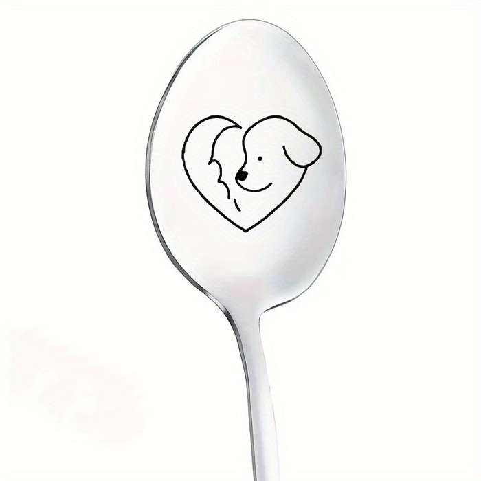 1pc  Cat Dog Love  Mirror Finish Stainless Spoon Ideal for Dining Family Use Mother's Day