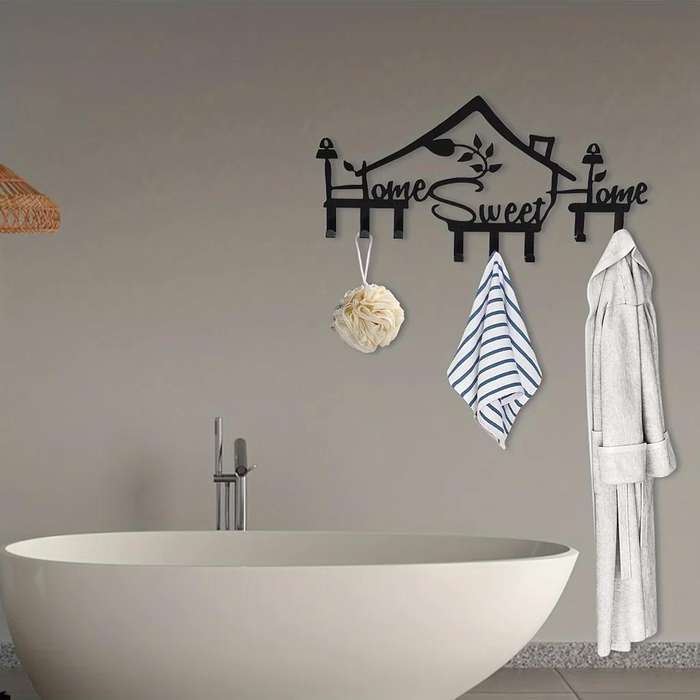1pc SWEET HOME Multi-Purpose Metal Wall HooksEasy Install Ideal for Organizing Keys Clothes To