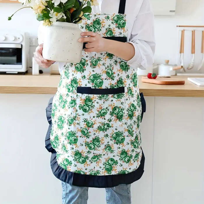 1pc Adjustable Bib Apron with Pocket Polyester Woven Kitchen Apron Oil-Proof Fashion Coveralls for C