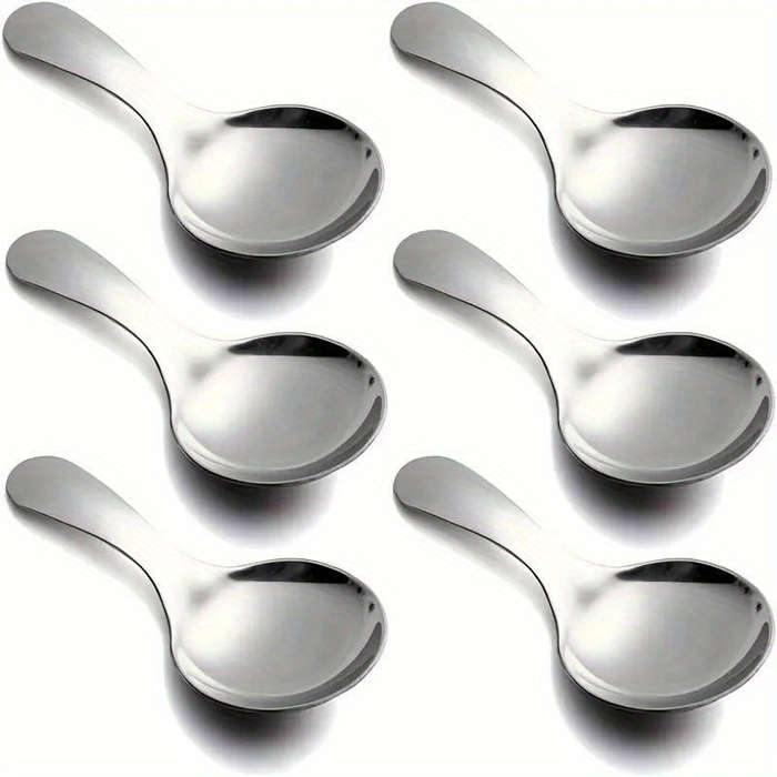6pcs Stainless Steel Mini Spoons 3.5  Short Handle for Coffee Tea Desserts More Durable