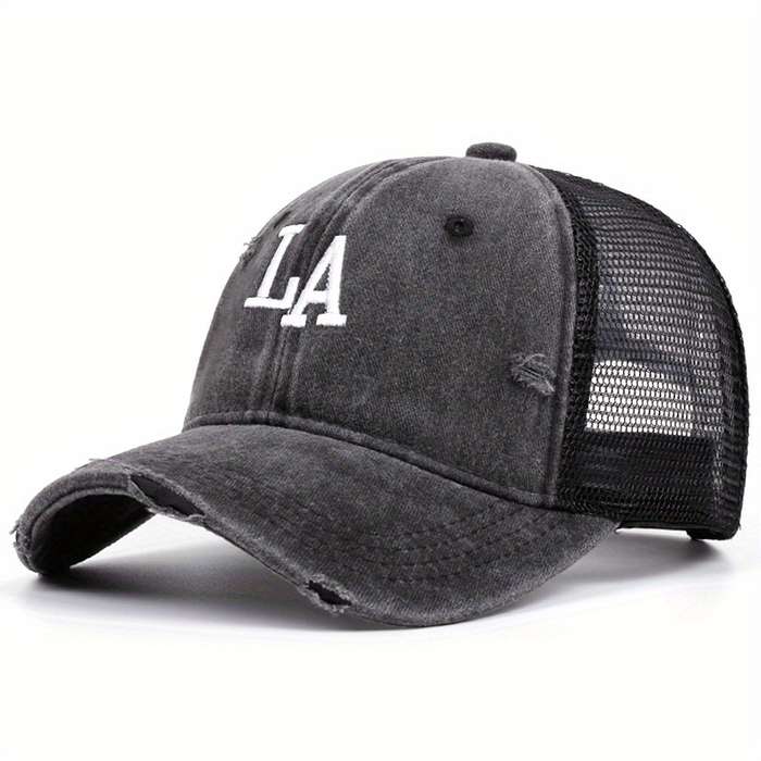 1pc Men's Sports Leisure Cap Breathable Cotton Mesh Trucker Hat with Adjustable Snapback Closur
