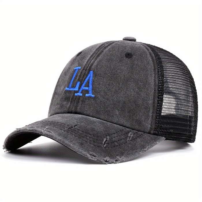 1pc Men's Sports Leisure Cap Breathable Cotton Mesh Trucker Hat with Adjustable Snapback Closur