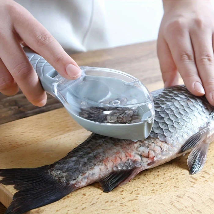 1pc Fish Scale Remover with Lid Durable PVC Scraper for Efficient Kitchen Fish Cleaning Non-Electric