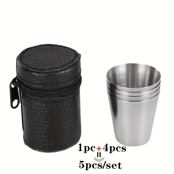 5pcs Stainless Steel Cup Set Sleek Durable 1.01oz Ideal for Outdoor Parties Picnics Travel Includes
