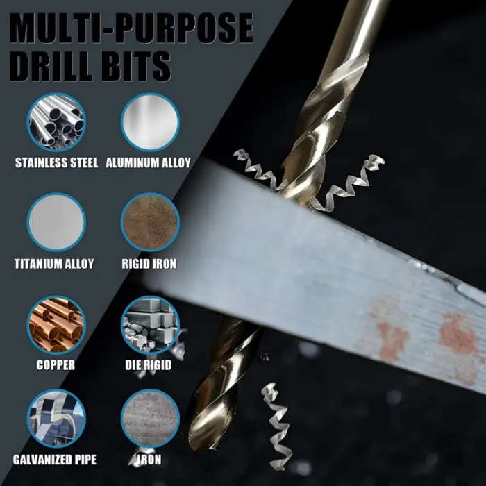 13 Pcs Twist Drill Bits Stainless Steel and Hard Metal