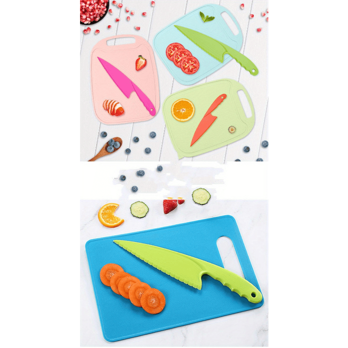 3-Pack Serrated Plastic Kitchen Knives Food-Safe for Cutting Fruits Vegetables Bread Salads