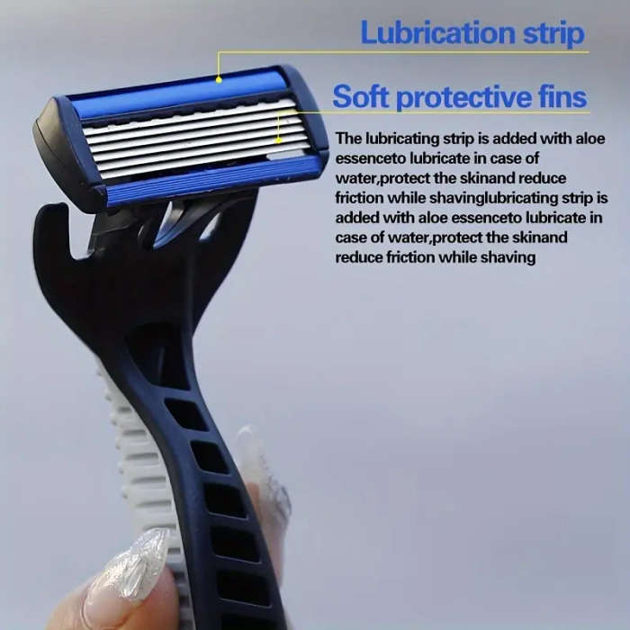 Men`s Manual Shaver Set, 2 Handle + 24 Blades, Safety Razor 6-Layers Stainless Steel