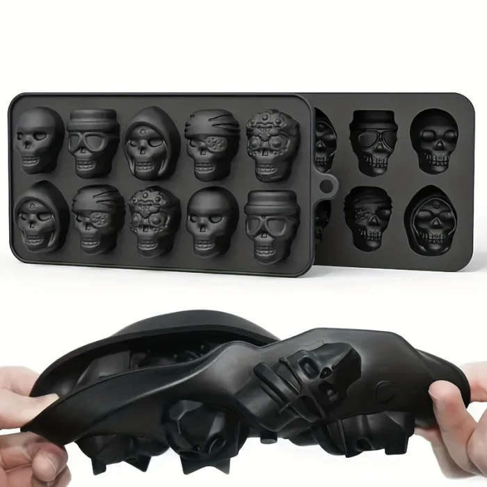 1pc Halloween Skull Ice Cube Tray Silicone Mold for Whiskey Cocktail Multipurpose Chocolate Candy Pu
