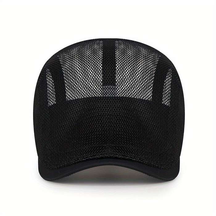 1pc Breathable Mesh Cap for Men and Women Summer Thin Casual Beret Sun Cap with 100% Polyester Fi