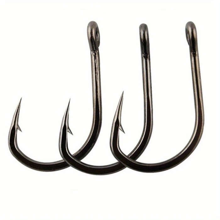 100 Pcs High Carbon Steel Overturned Fishing Hooks Sport Circle Hooks with Tackle Box for Freshwater