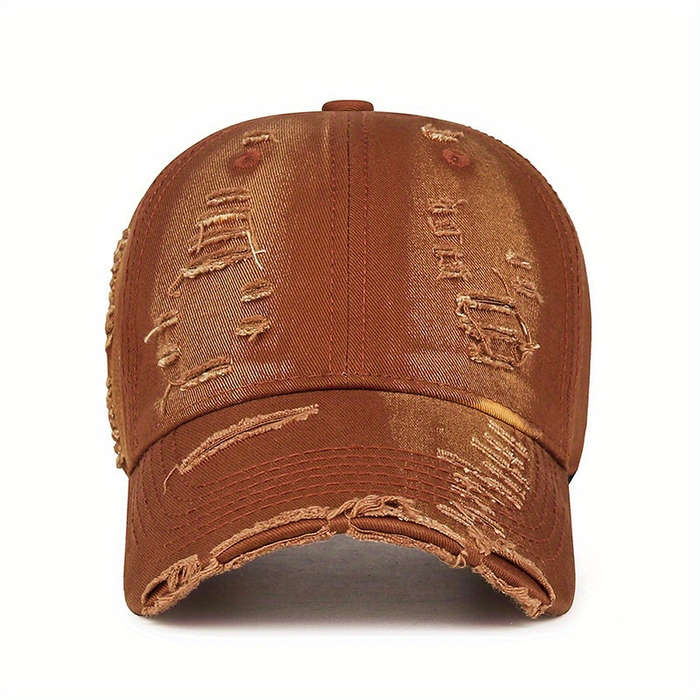 1pc Vintage Distressed Cotton Baseball Cap with Adjustable Strap Breathable Hand-Washable Trend