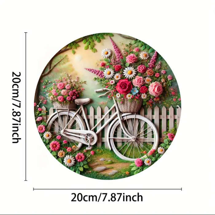 1pc Vintage Bicycle Metal Wall Art with Floral Design Rustic Home Decor for Living Room Bathroom or