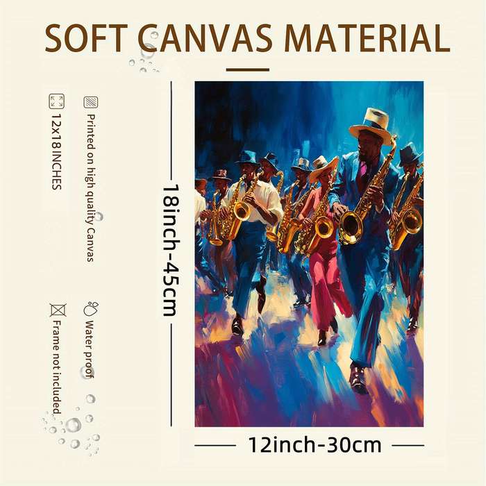 1pc 2D  Frameless Cool Jazz Musician Canvas Art Vibrant Vintage Poster for Men'S Gifts Garag