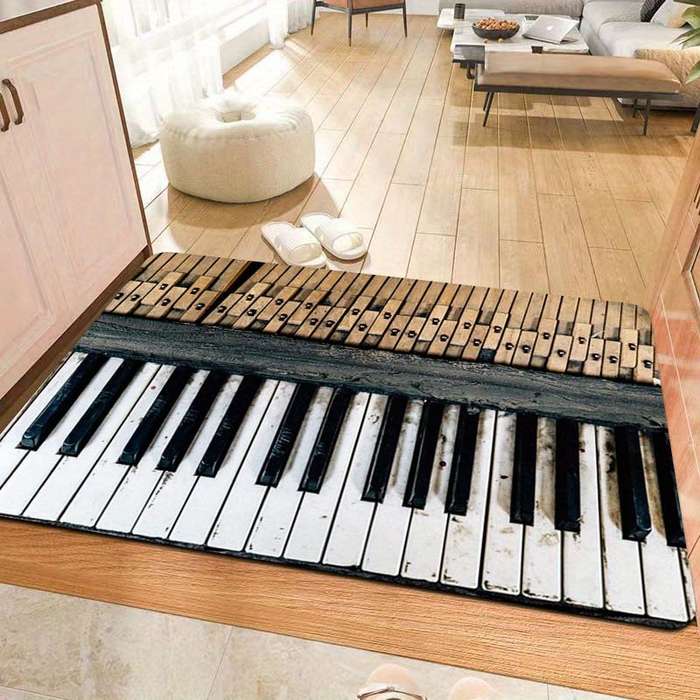 1Pc Black And White Keys 15.7x23.62inch 40x60cm Floor Mat