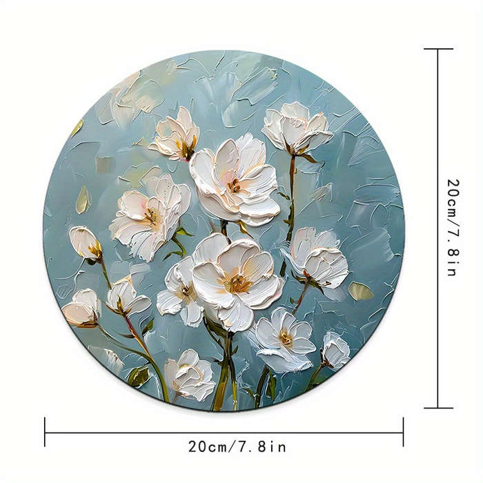 1pc Random Placement Print Lily Pattern Round Portable Mouse Pad Computer Office Desk Mat
