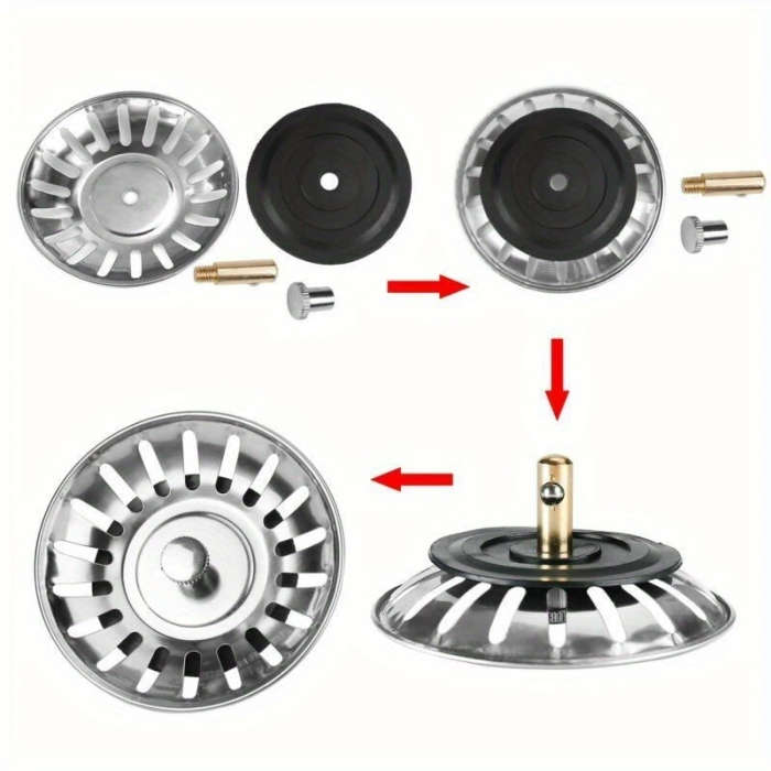1pc Kitchen Sink Strainer Stopper Stainless Steel Waste Plug Sink Filter Bathroom Hair Catcher Sink