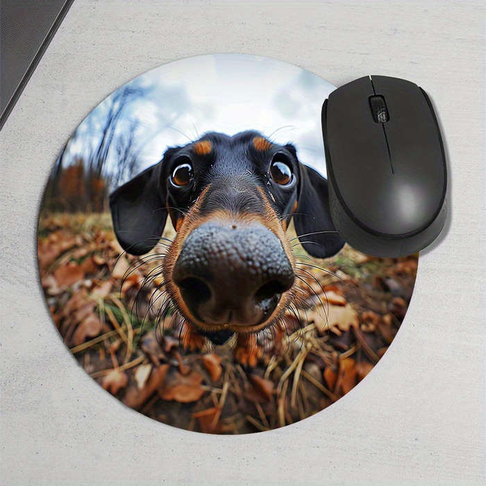1pc Random Placement Print  Wide Angle Puppy Pattern Round Portable Mouse Pad Computer