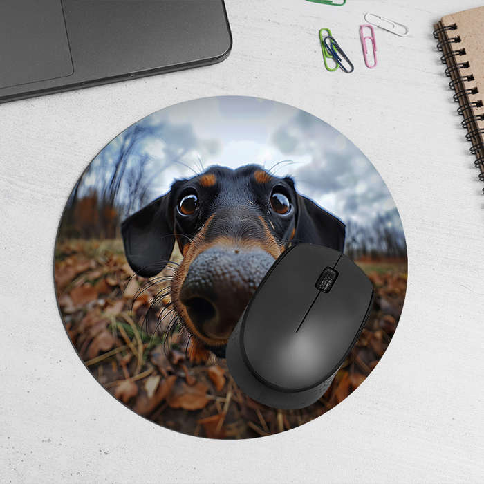1pc Random Placement Print  Wide Angle Puppy Pattern Round Portable Mouse Pad Computer