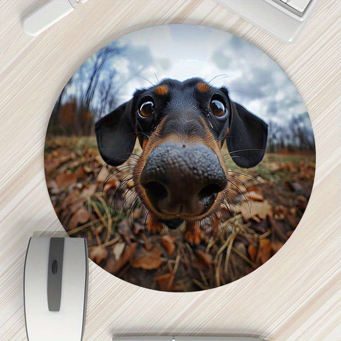 1pc Random Placement Print  Wide Angle Puppy Pattern Round Portable Mouse Pad Computer