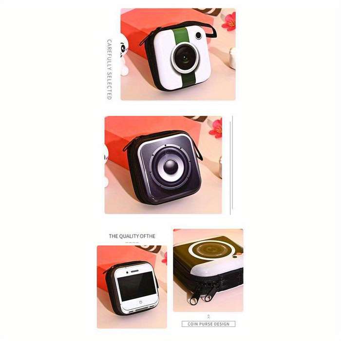 1pc New Trendy Coin Purse Record Tape Coin Purse Data Cable Headphone Storage Bag
