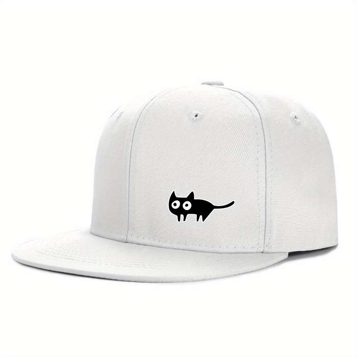 1pc Urban Style Unisex Baseball Cap with Cute Cat Print Adjustable Fit Sun Protection Woven Pol