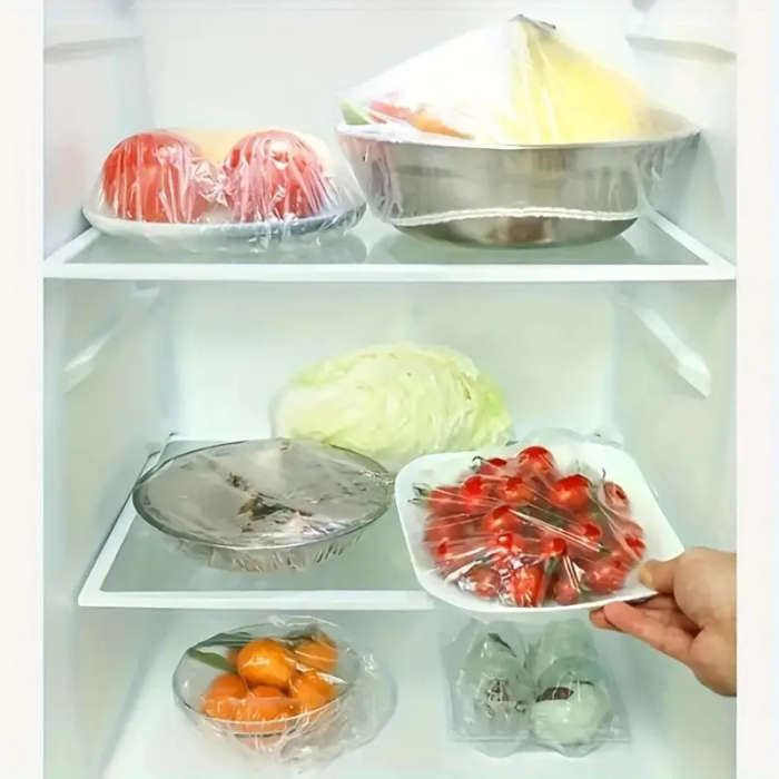 100pcs Reusable Elastic Food Storage Covers Translucent Stretchable Plastic Bowl Plate Seals Perfect