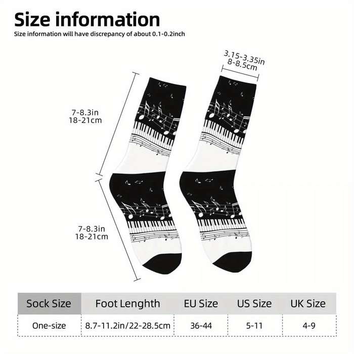 1 Pair One Size Music Notes Retro Socks