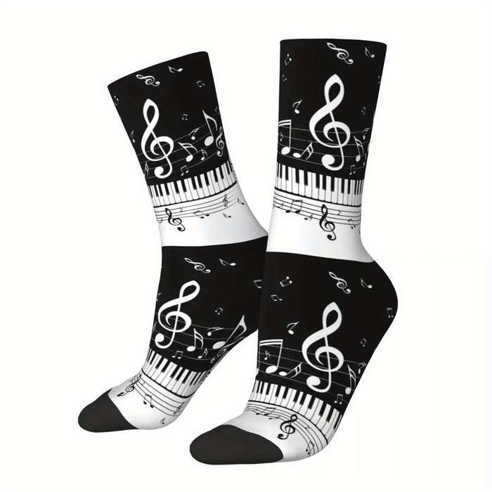 1 Pair One Size Music Notes Retro Socks