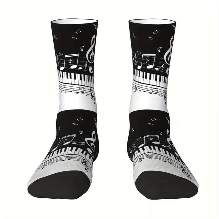 1 Pair One Size Music Notes Retro Socks