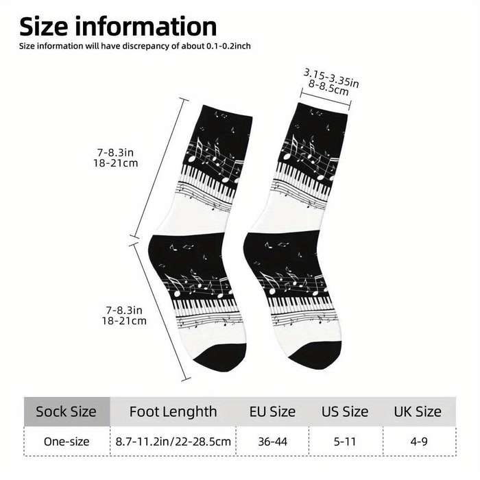 1 Pair One Size Music Notes Retro Socks