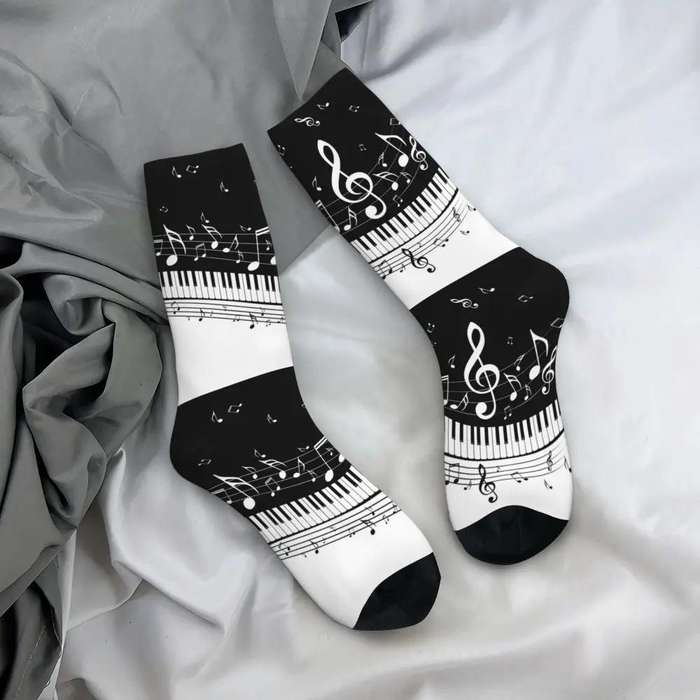 1 Pair One Size Music Notes Retro Socks