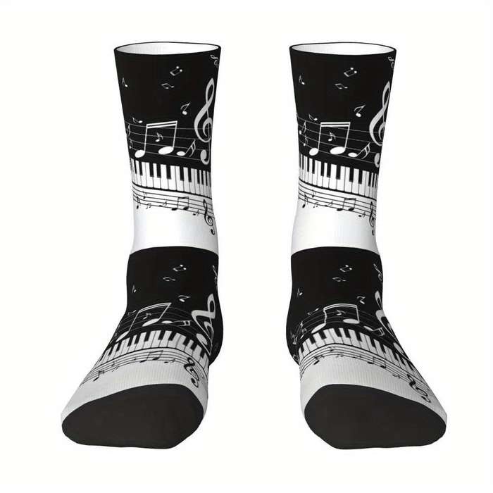 1 Pair One Size Music Notes Retro Socks