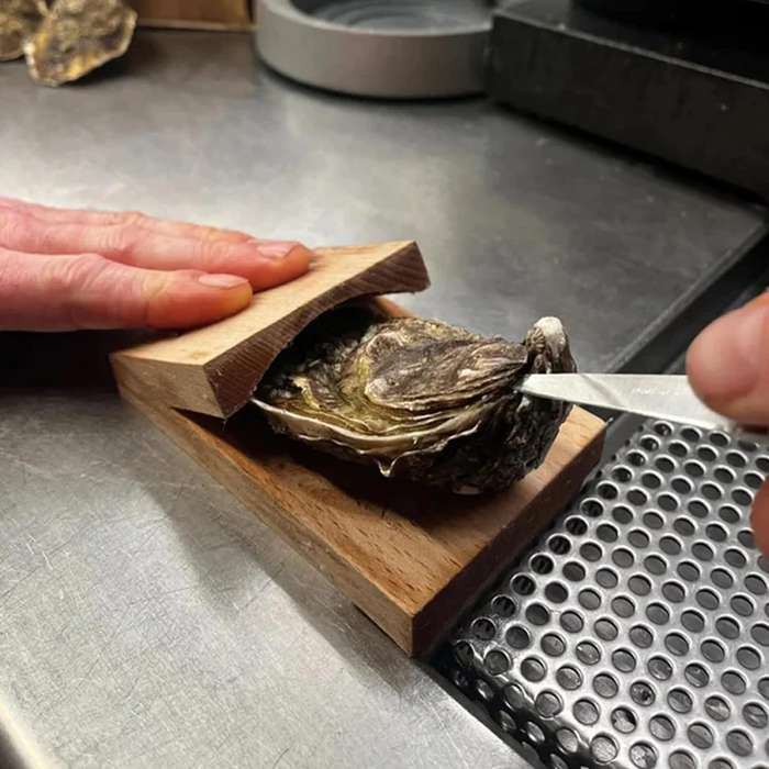 1pc Sturdy Wooden Oyster Shucking Holder with Safety Hand Guard Durable Kitchen Tool for Effortle