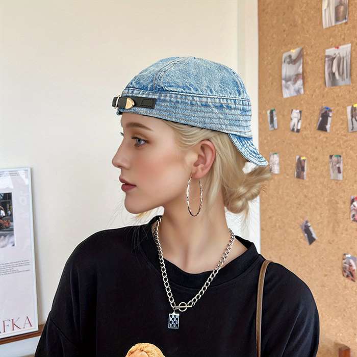 1pc Women's Denim Baseball Cap with Foldable Brim Hand Washable Adjustable Fit Non-Stretch with