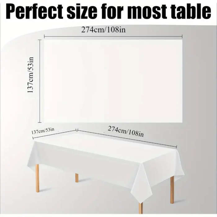 White Rectangular Pe Disposable Tablecloth