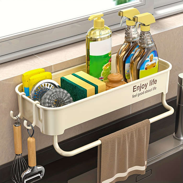 1pc Thickened Multi-Color Easy-Install 1pc Kitchen Sink Organizer No-Drill Storage Rack for Spice