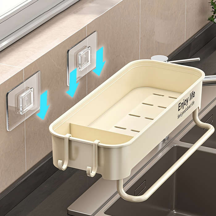 1pc Thickened Multi-Color Easy-Install 1pc Kitchen Sink Organizer No-Drill Storage Rack for Spice