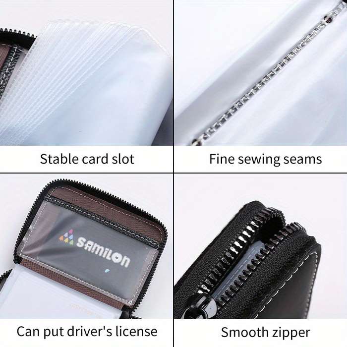 1pc Swiss Cow Print Card Holder 24-Slot Multi-Card Organizer with Zipper Coin Pocket Casual S