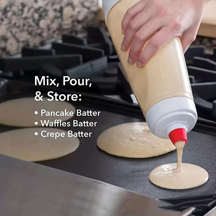 1pc Multi-Use Pancake Batter Dispenser with Stir Ball Wire Whisk Durable Plastic Perfect f