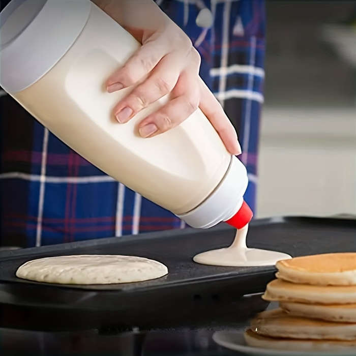 1pc Multi-Use Pancake Batter Dispenser with Stir Ball Wire Whisk Durable Plastic Perfect f