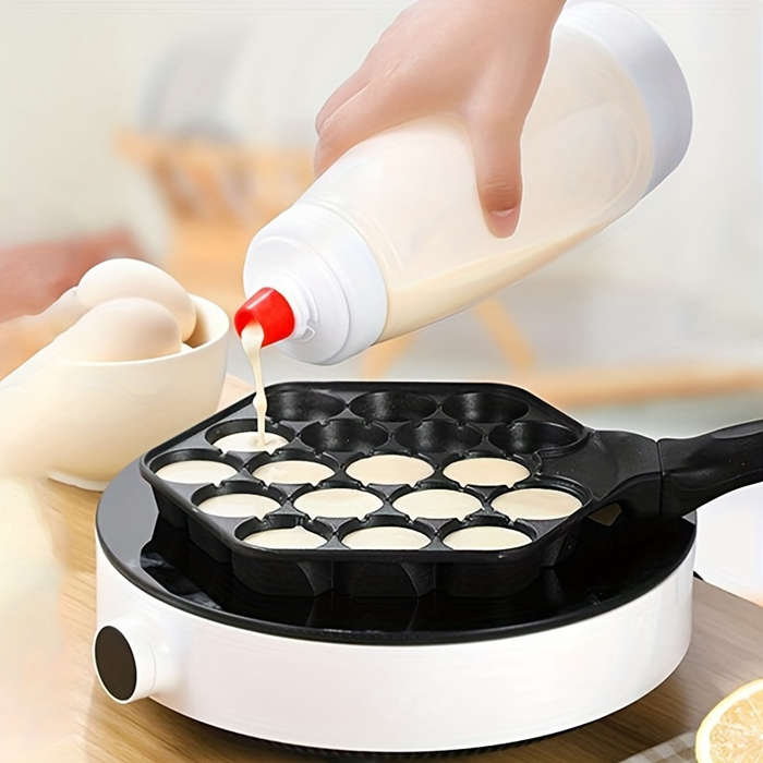 1pc Multi-Use Pancake Batter Dispenser with Stir Ball Wire Whisk Durable Plastic Perfect f