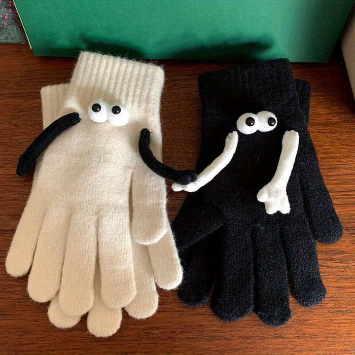 1 Pair Black Warm Gloves
