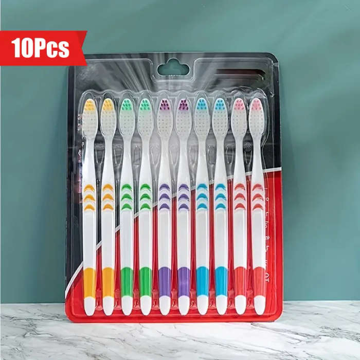 10pcs Ultra Gentle Bamboo Charcoal Nano Toothbrushes for Adults Double Soft Bristles Multi-Color Gri