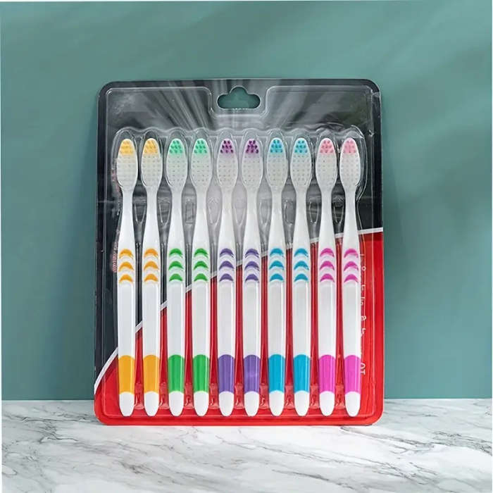 10pcs Ultra Gentle Bamboo Charcoal Nano Toothbrushes for Adults Double Soft Bristles Multi-Color Gri
