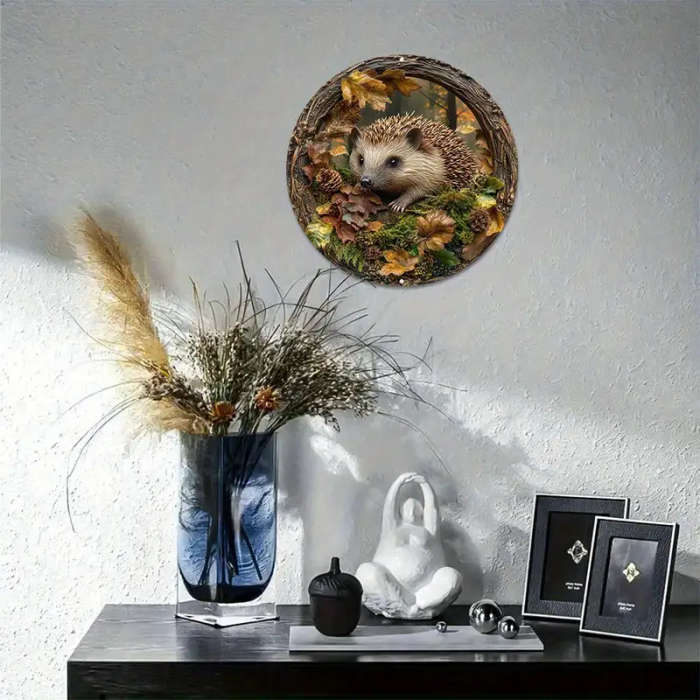 1pc Art Deco Hedgehog-Inspired 3D Embossed Aluminum Wall Art Decor Waterproof and Durable Animal The