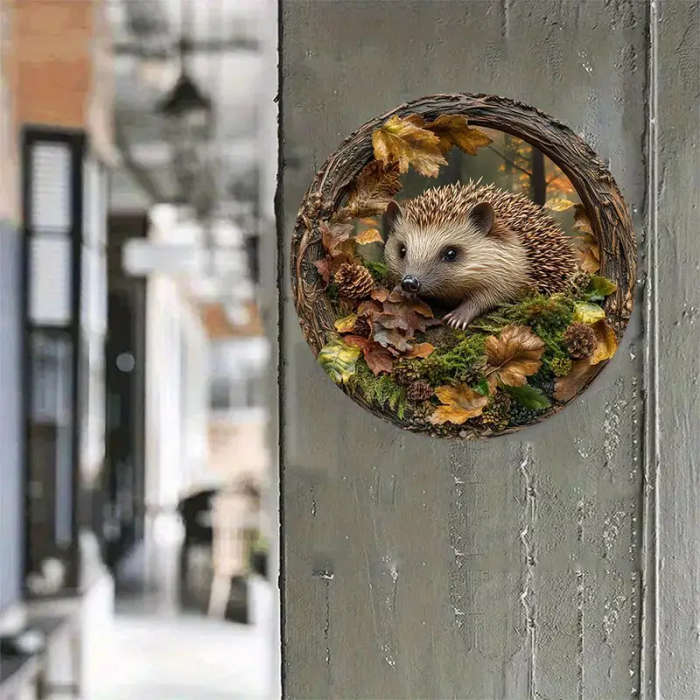 1pc Art Deco Hedgehog-Inspired 3D Embossed Aluminum Wall Art Decor Waterproof and Durable Animal The