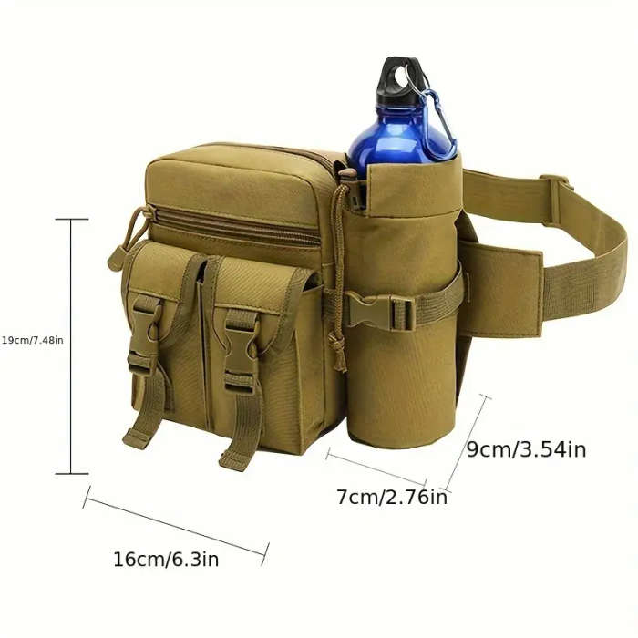 1pc Men'S Tactical Oxford Cloth Sports Waist Bag Portable Fanny Pack with Water Bottle Holder and Ph