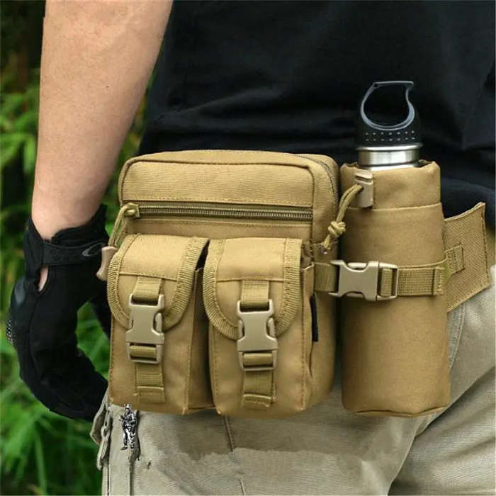 1pc Men'S Tactical Oxford Cloth Sports Waist Bag Portable Fanny Pack with Water Bottle Holder and Ph