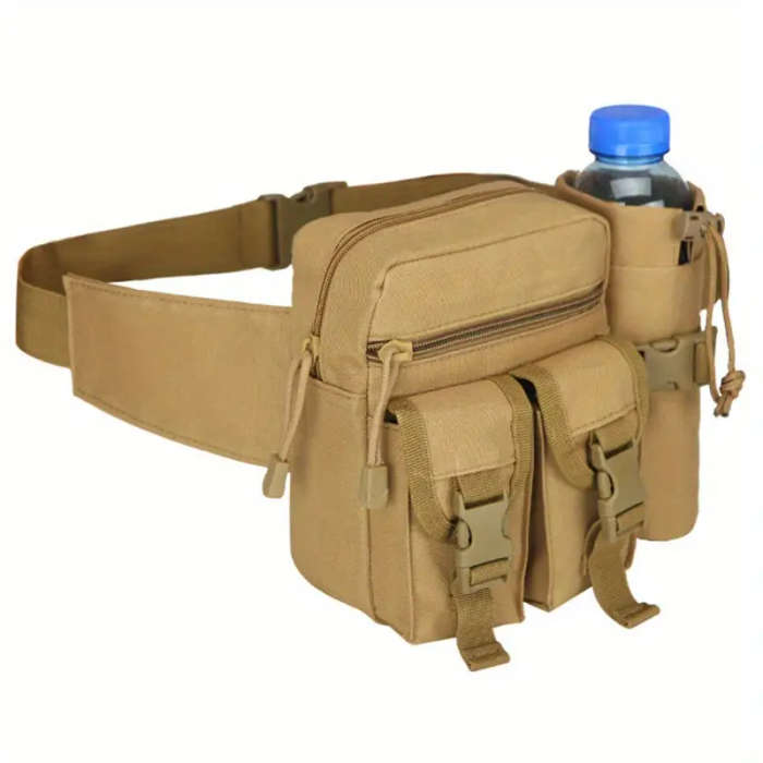1pc Men'S Tactical Oxford Cloth Sports Waist Bag Portable Fanny Pack with Water Bottle Holder and Ph